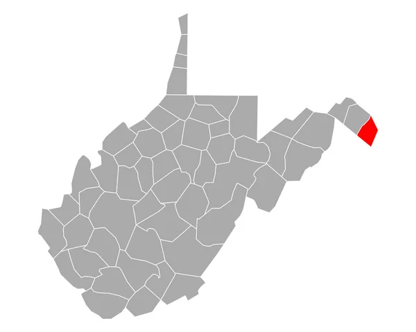 Mapa Jeffersona Zachodniej Wirginii — Wektor stockowy