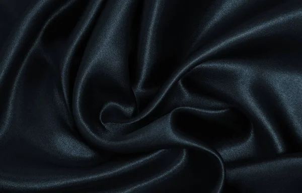 Λείο Κομψό Μαύρο Μετάξι Σατέν Υφή Μπορεί Χρησιμοποιηθεί Αφηρημένο Φόντο — Φωτογραφία Αρχείου