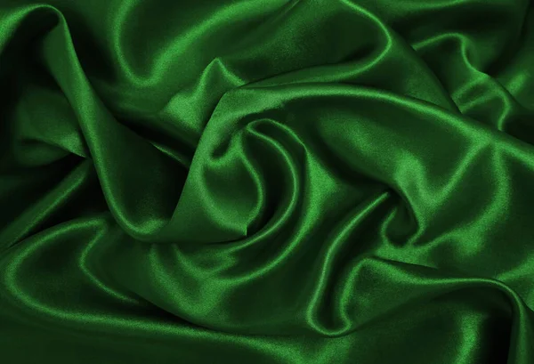 Liscio Elegante Seta Verde Raso Tessuto Lusso Texture Può Utilizzare — Foto Stock