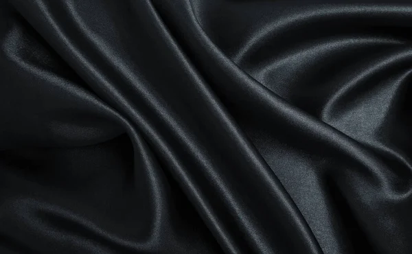 Gladde Elegante Zwarte Zijde Satijnen Textuur Kan Worden Gebruikt Als — Stockfoto