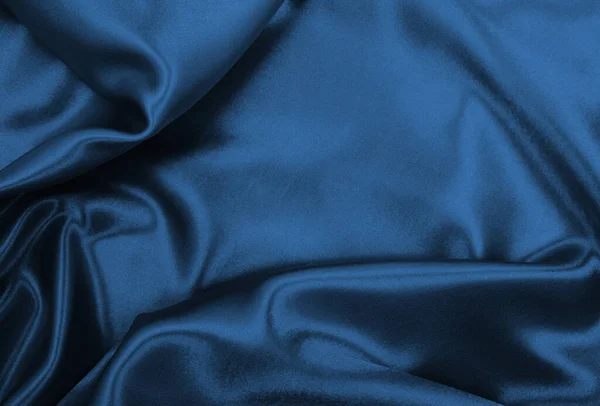 Gladde Elegante Blauwe Zijde Satijn Luxe Doek Textuur Kan Gebruiken — Stockfoto