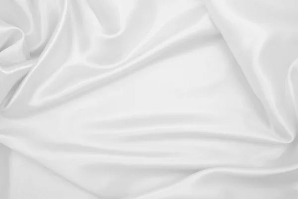 Λείο Κομψό Λευκό Μετάξι Σατέν Υφή Ύφασμα Πολυτελείας Μπορεί Χρησιμοποιηθεί — Φωτογραφία Αρχείου
