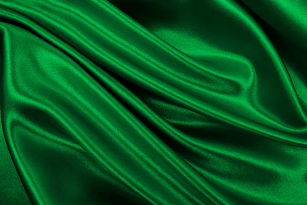 Liscio Elegante Seta Verde Raso Tessuto Lusso Texture Può Utilizzare — Foto Stock