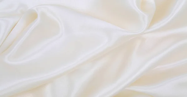 Seda Branca Elegante Lisa Textura Luxuosa Pano Cetim Podem Usar — Fotografia de Stock
