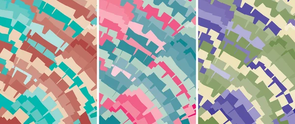 Reihe Abstrakter Vertikaler Hintergründe Mit Farbigen Geometrischen Streifen Cmyk Farben — Stockvektor
