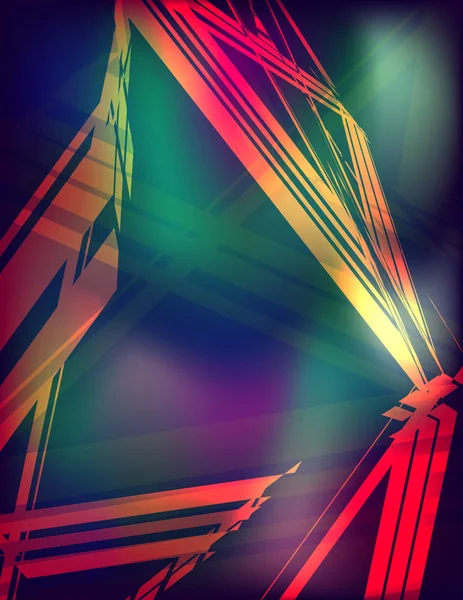 Cartel Color Brillante Abstracto Con Marco Triangular Sobre Fondo Oscuro — Vector de stock