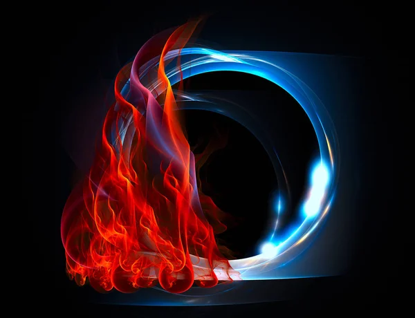 Melting Ignition Bright Flame Abstract Translucent Blue Form Hole Fractal — Stock Photo, Image