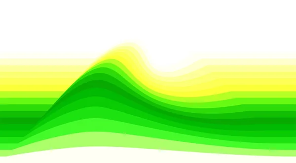 Gestreifter Hintergrund mit grüner und gelber Welle. Vektor-Tapete — Stockvektor