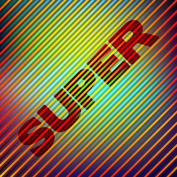 'Super' on a striped background. Vector pattern — Stock Vector