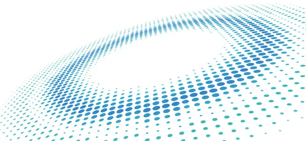 Abstract Dotted Blue Disc Surface Perspective Halftone Effect Vector Graphics — Stock Vector