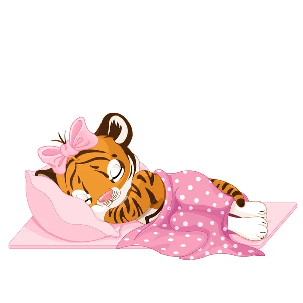 Drawn Tiger Sleeping Isolated White Background — Stock Vector