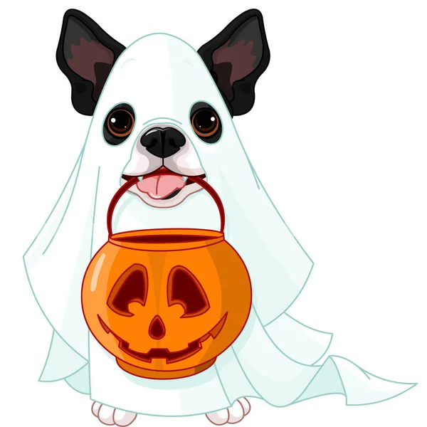 Vector Illustration Halloween Dog White — Stock Vector