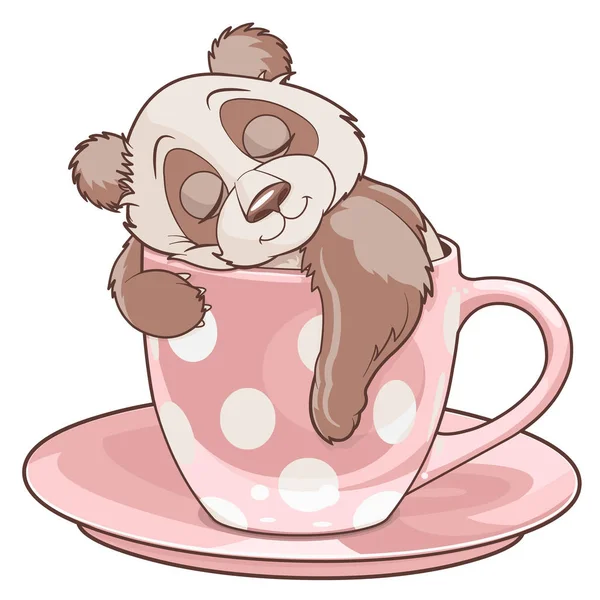 Vector Illustration Cute Panda Cup White Grafik Vektor