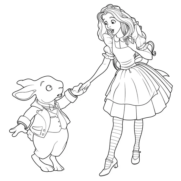 Coloriage Alice Lapin — Image vectorielle