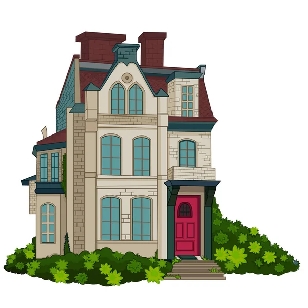 Illustration Victorian House Facade — Stock Vector