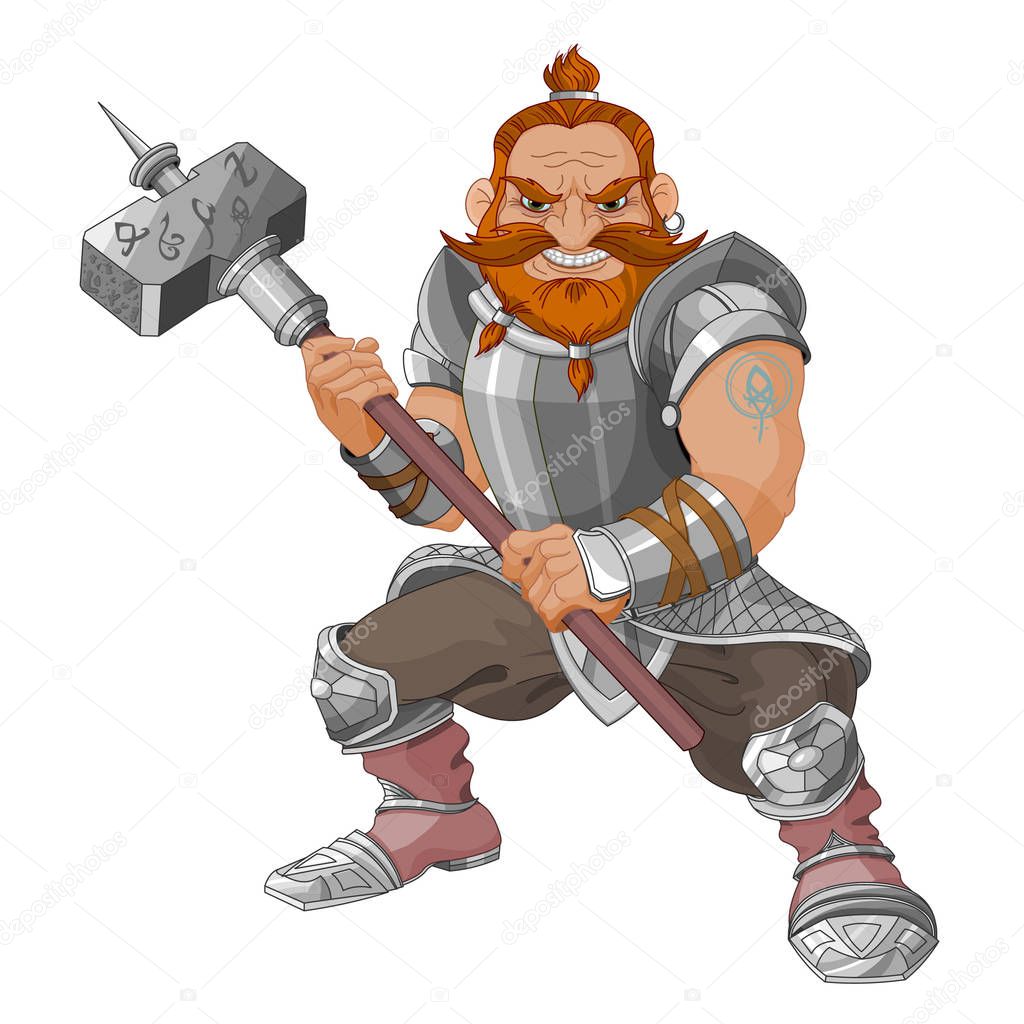Fantasy style Dwarf with hammer 