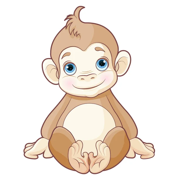 Illustration Cute Baby Monkey — Stock Vector