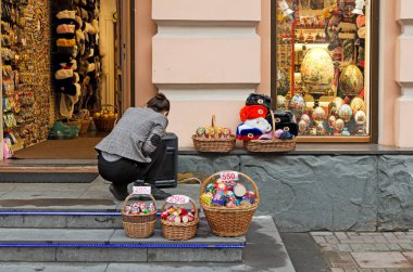 Moskova, Rusya - 17 Ekim 2017: Arbat yaya sokağı, 