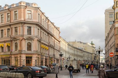 Moskova, Rusya - 17 Ekim 2017: Arbat yaya sokağı, 