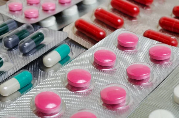 Medicamentos Comprimidos Close Embalagens — Fotografia de Stock