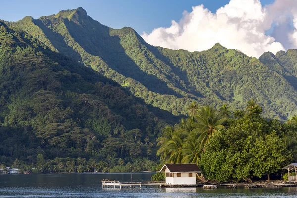 ในทะเลสาบใกล เกาะ Bora Bora ในกล Leeward ของหม เกาะส งคมของฝร งเศสโพล — ภาพถ่ายสต็อก