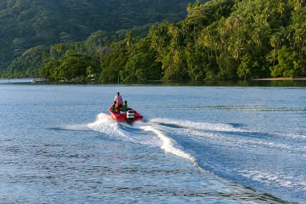 Polinesia Francese Papeete Dicembre 2017 Una Piccola Barca Rossa Torna — Foto Stock