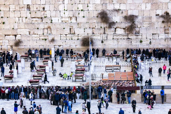 Israel Ierusalem Februarie 2018 Evreii Roagă Zidul Vest Din Ierusalim — Fotografie, imagine de stoc