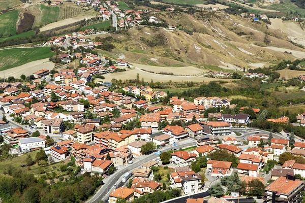 Vista Superior República San Marino Enclavado Entre Las Montañas Italia — Foto de Stock