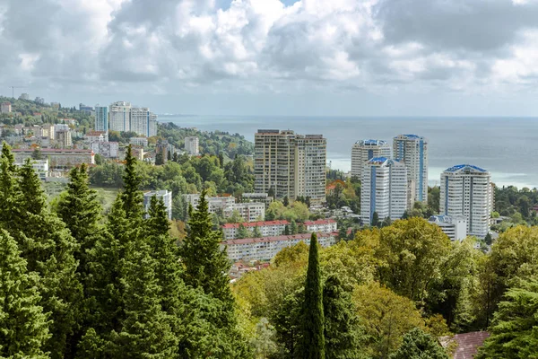 Vea Arquitectura Moderna Ciudad Sochi Costa Del Mar Negro Desde — Foto de Stock