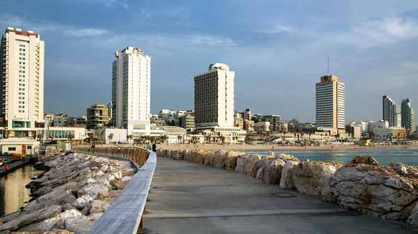 Israel Tel Aviv February 2018 Sea Coast Panorama Modern Built — Stock Photo, Image