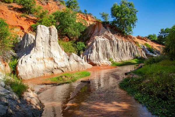 Fairy Stream Canyon Red River Canyon Shores Colored Sandstone Mui — Stock Photo, Image