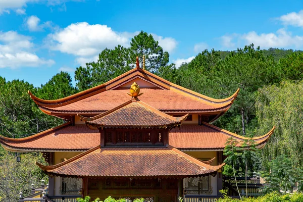 美丽的越南佛寺中国古典建筑 位于越南达拉特市松林中央的修道院 — 图库照片