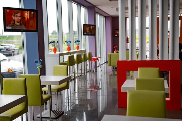 Europe Poland Sertember 2014 Modern Multicolored Cafe Interior Roadside Cafe — Stock Photo, Image