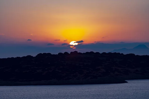 Sunrise Red Orange Tones Aegean Sea Greece — Stock Photo, Image
