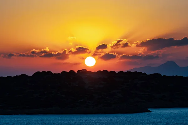 Sunrise Orange Tones Aegean Sea Greece — Stock Photo, Image