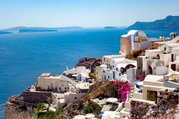 Grecia Santorini Septiembre 2012 Ciudad Fira Con Casas Blancas Calles — Foto de Stock