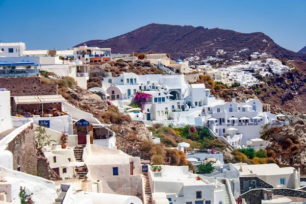 Greece Santorini September 2012 Fira Town White Houses Narrow Stone — Stock Photo, Image