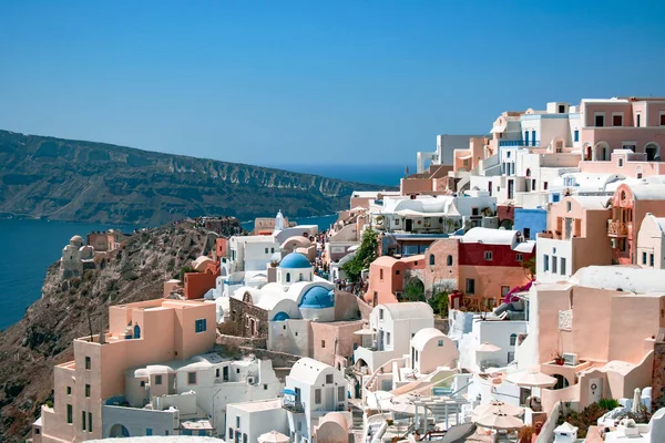 Greece Santorini September 2012 Fira Town White Houses Narrow Stone — Stock Photo, Image