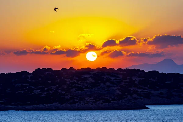 Sunrise Red Orange Tones Aegean Sea Greece — Stock Photo, Image