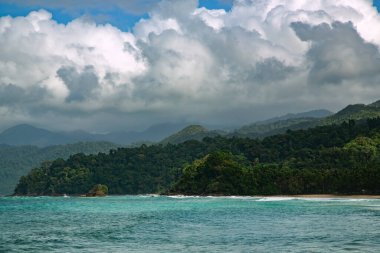 Filipinler 'deki Palawan Adası' nda Hint Okyanusu 'nun dalgalarıyla dolu vahşi, güzel bir sahil.