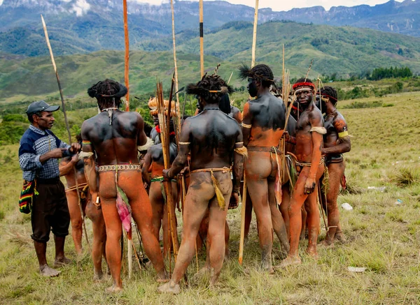 Indonázia Papua Guinea Wamena Irian Jaya August 2018 Helyi Törzsek — Stock Fotó