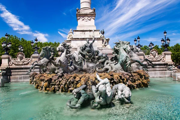 Francia Burdeos Mayo 2019 Majestuoso Monumento Los Girondins Columna Metros — Foto de Stock