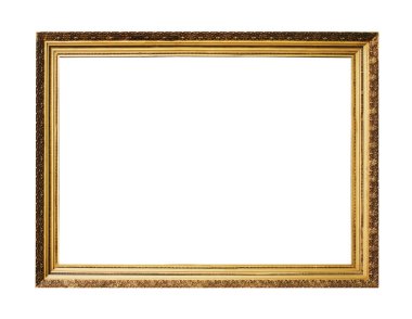 Resim altın ahşap çerçeve tasarımı beyaz izole arka planda için