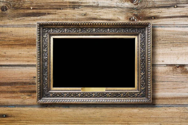 Vecchia Cornice Decorata Oro Vintage Foto Parete Legno Grunge — Foto Stock