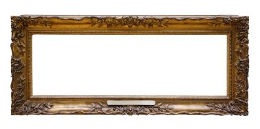 Resim altın ahşap çerçeve tasarımı beyaz izole arka planda için