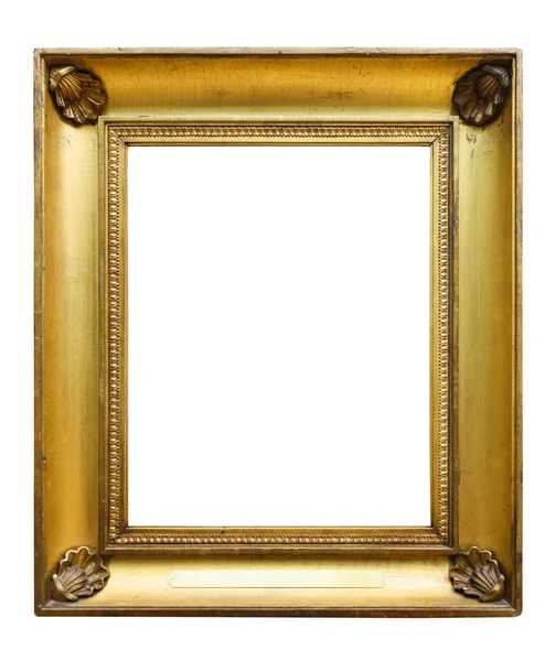 Bild Gold Holzrahmen Für Design Auf Weißem Isolierten Hintergrund — Stockfoto