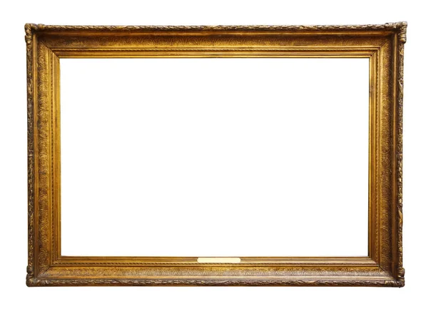 Zlaté Dřevěný Fotorámeček Pro Design Bílém Pozadí Izolované — Stock fotografie