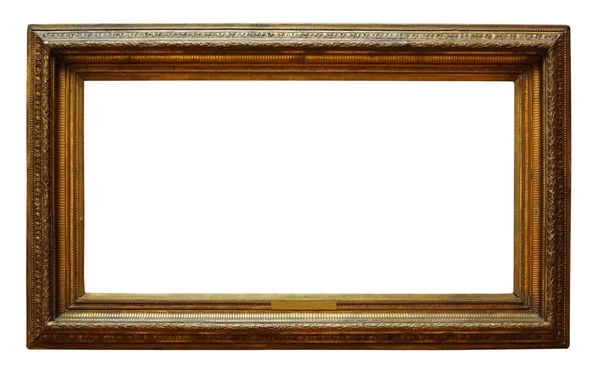 Drewniane Ramki Zdjęcia Złoto Dla Projektu Białym Tle — Zdjęcie stockowe