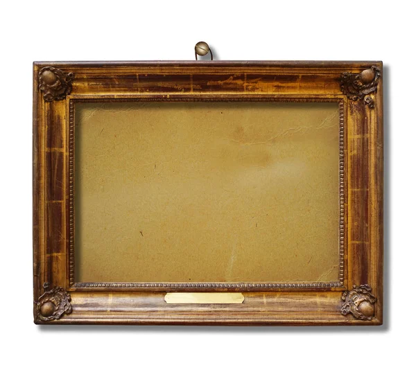 Picture Gold Wooden Frame Design White Isolated Background Paper — Stock Photo, Image