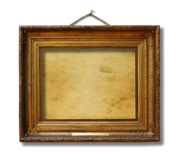 Picture Gold Wooden Frame Design White Isolated Background Paper — Stock Photo, Image